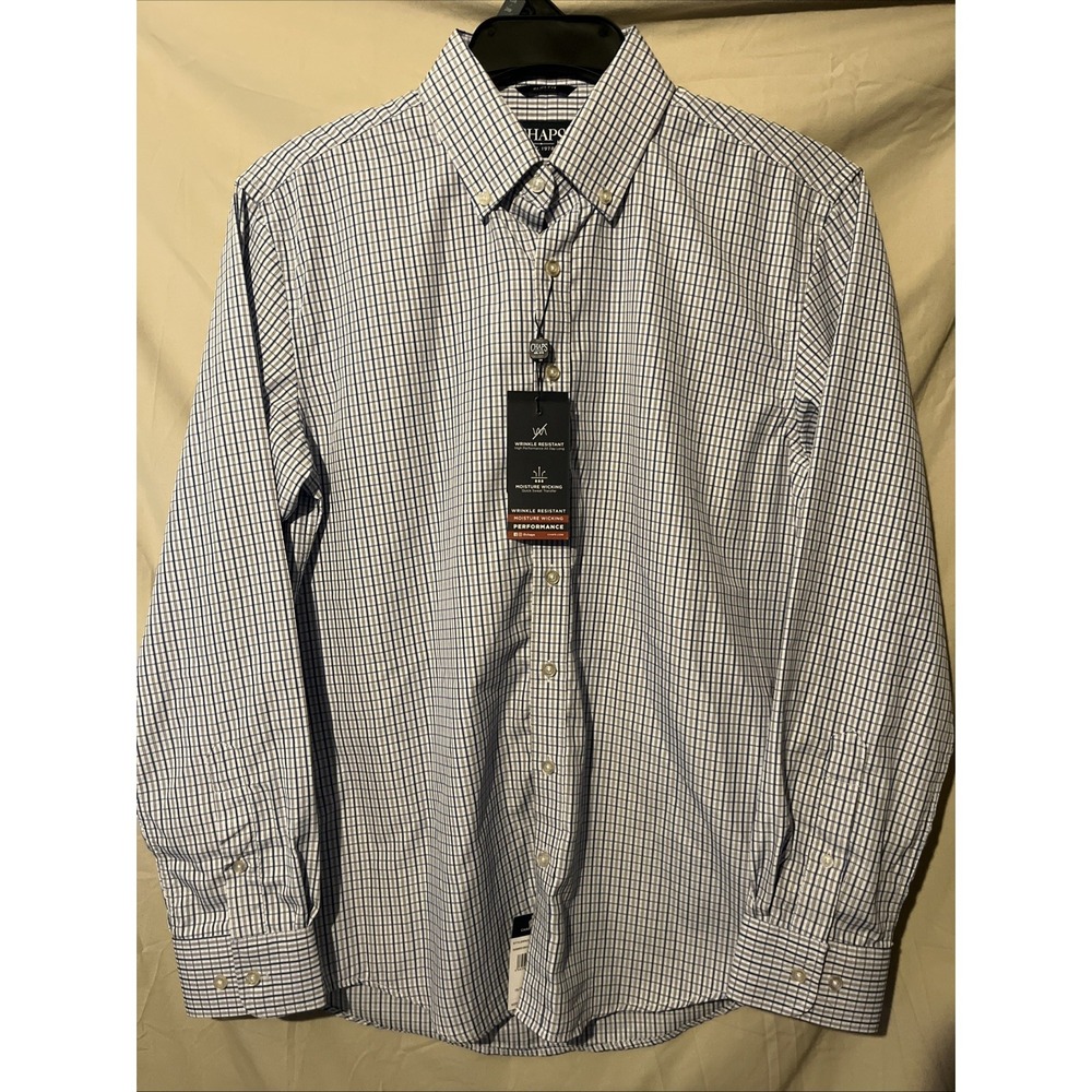 New Mens Chaps Everyday Performance Button Up‎ Shirt Size Medium Slim New !!!